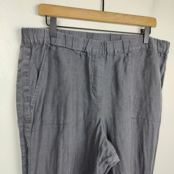 J Jill Linen Pants Women Large Gray Roll Cuff Pull On PureJill Lagenlook Casual - Picture 2 of 9
